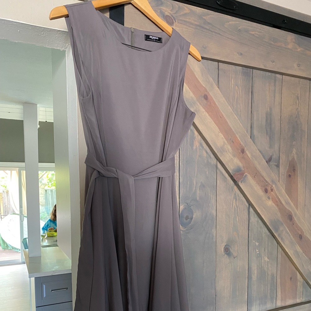 Grey Dress Knee length with matching belt